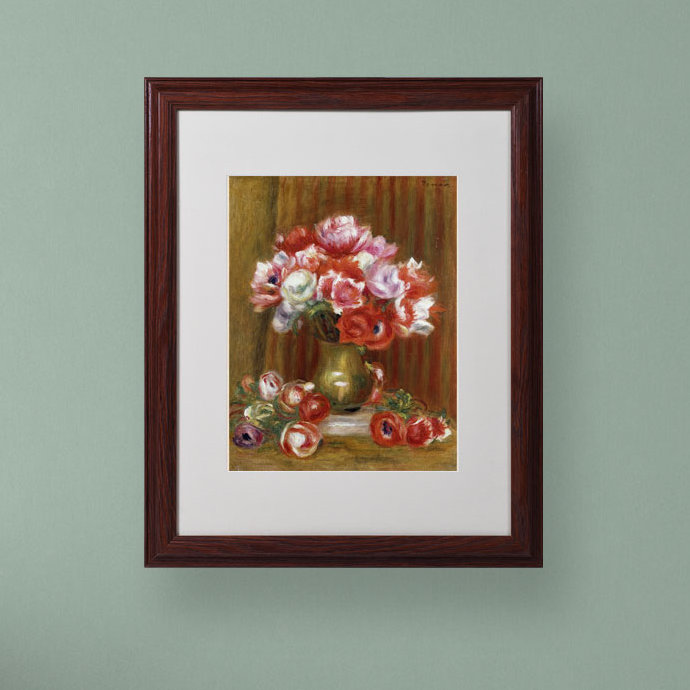 Anemones 1909 par Pierre-Auguste Renoir - reproduction d'art sur toile, H 14 po x l 11 po x P 0,5 po, Brun