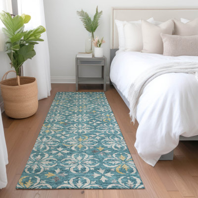 Premium Machine Washable Prisco Teal Rug