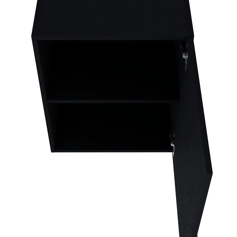 Armoire murale compacte de cuisine - 1 porte, conçue avec une porte idéale pour les petits espaces, fonctionnelle, Noir