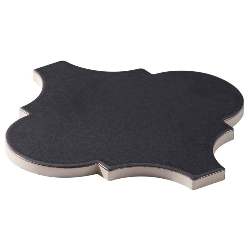 Ardor Arabesque 4.7 in. x 8 in. Metallic Porcelain Wall Tile (6.34 Sq. Ft. / Case), Black