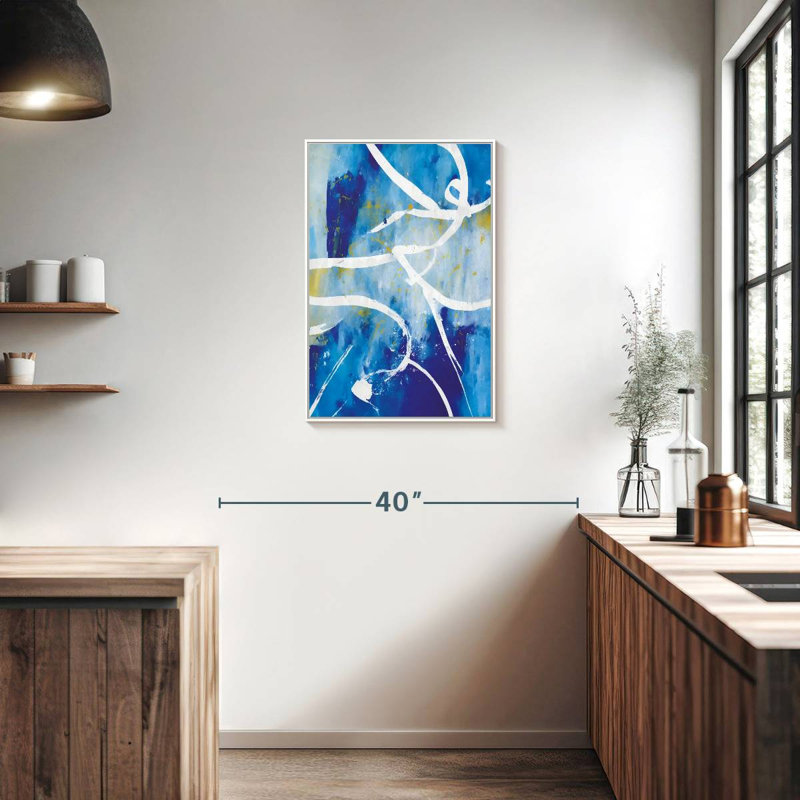 Abstract White Gold Splatter, Floating Frame White, 21" x 31"