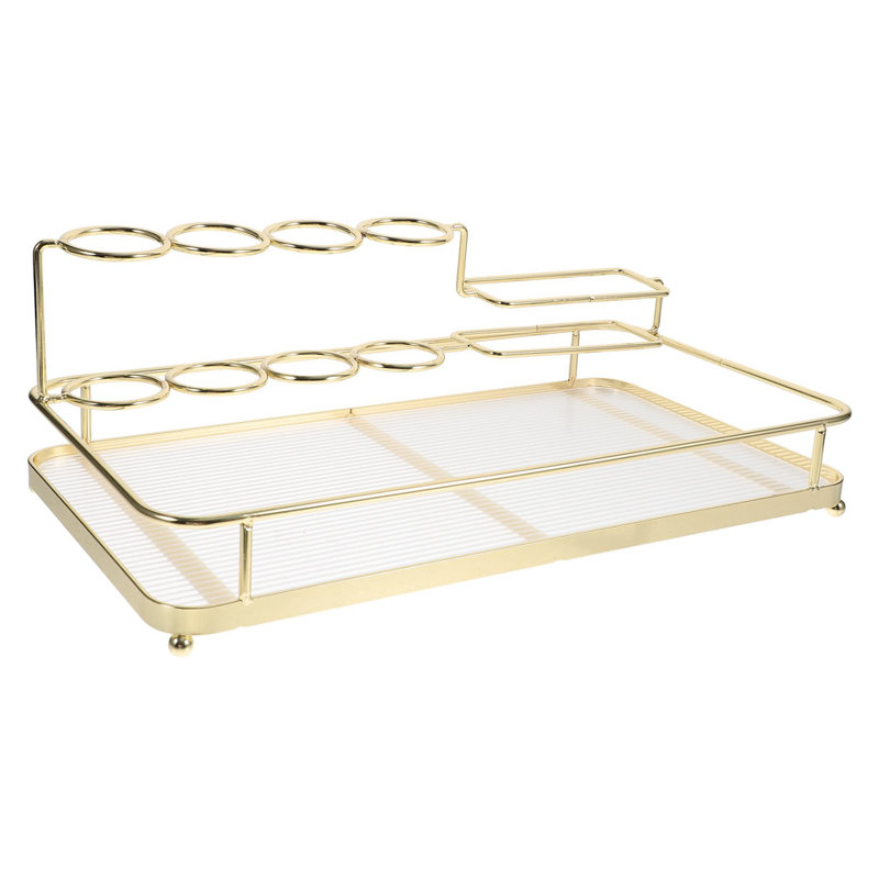 Plateau de rangement pour salle de bain avec rangement en fer doré et acrylique