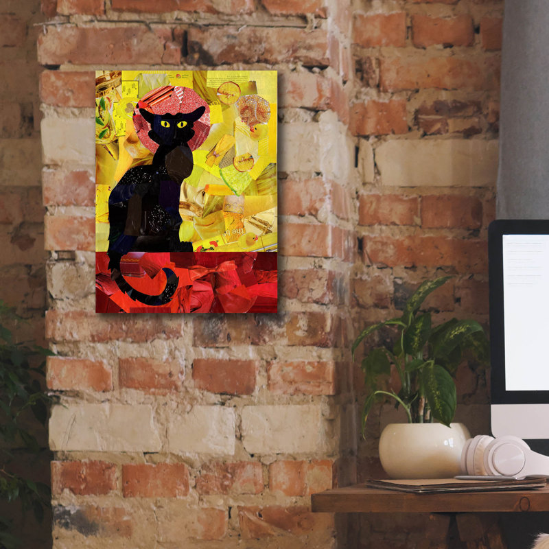 «Le Chat Noir» par Artpoptart, art mural sur toile, H 16 po x l 12 po x P 0,75 po