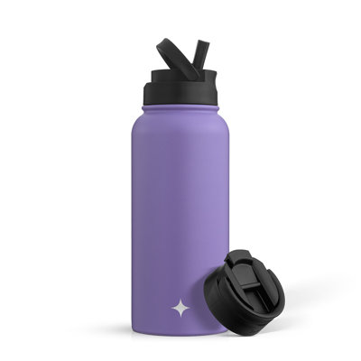 JoyJolt Triple Insulated Water Bottle with Flip Lid & Sport Straw Lid