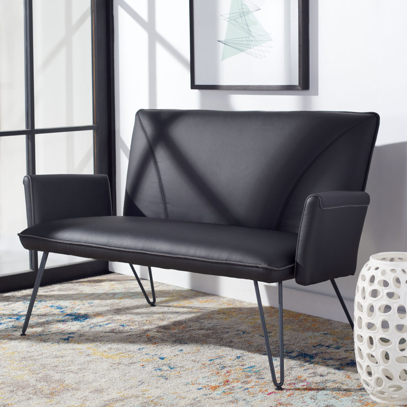 Dormilee 51.9'' Faux Leather Loveseat, Black Faux Leather