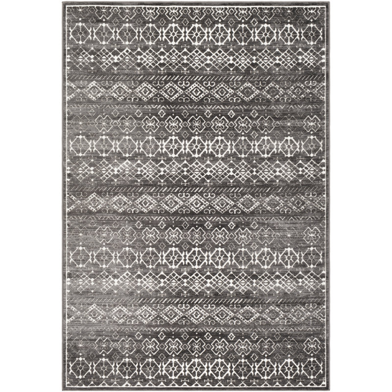 Tapis en coton gris/brun Kailee Powner Loom, Rectangle 2 pi x 2 pi 11 po