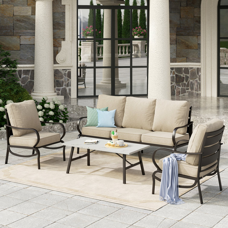 Asfand 5-7- Person Patio Conversation Set with Optional Ottoman