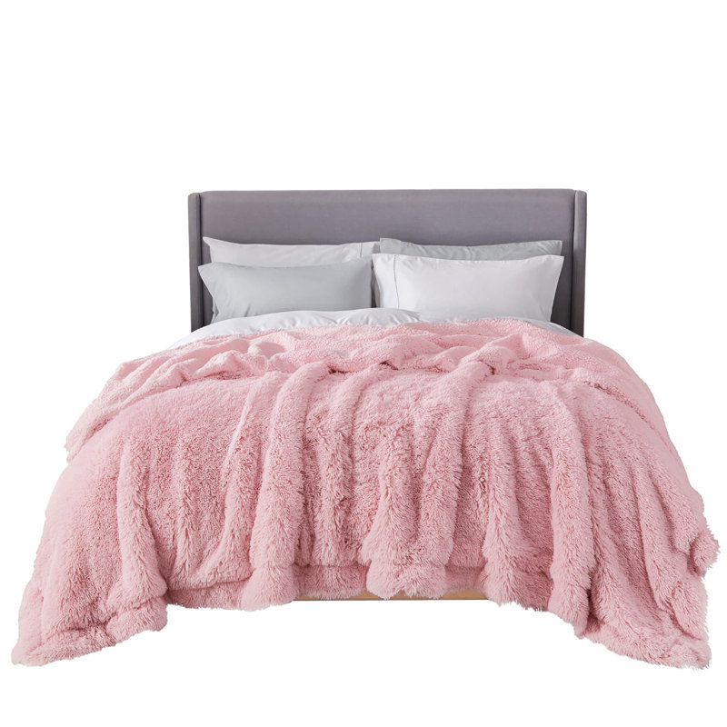 Couvertures en fausse fourrure Cozy Winter Collection, L 90 po x L 90 po, Rose