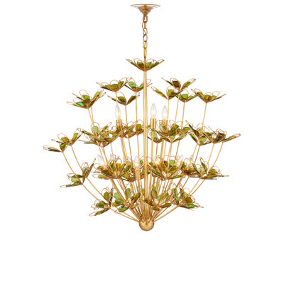 Midsummer 9 - Light Wrought Iron/Glass Chandelier