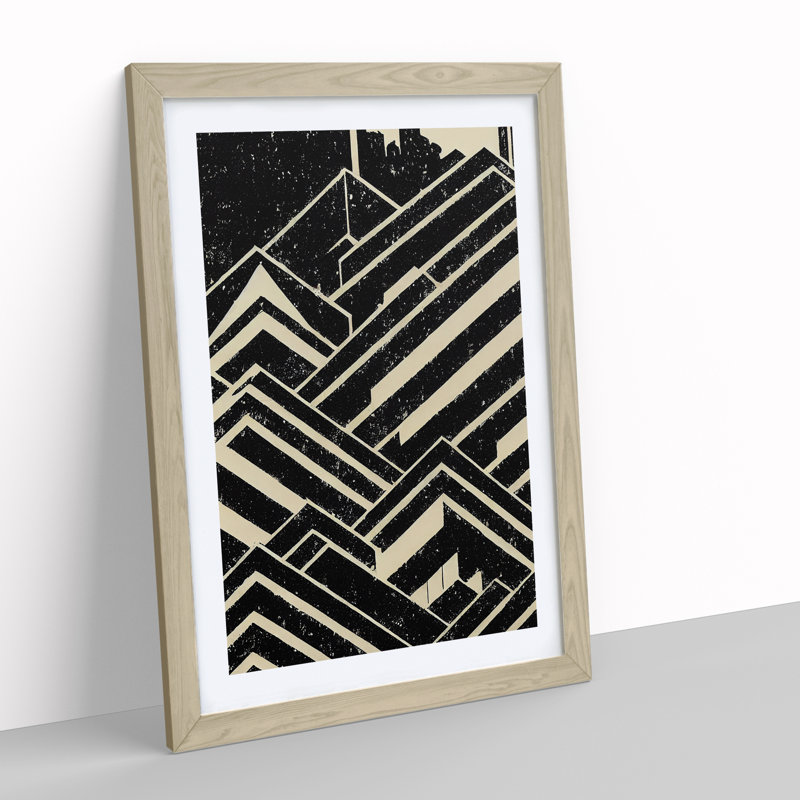 XC1022-3790X Retro City Skyline Art No.3 - Print on Canvas, 64cm H x 46cm W, Oak Framed