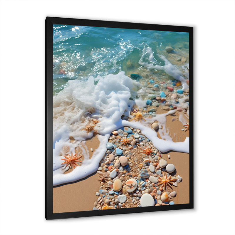 Xhuliana Turquoise Beach Seashell II, Cadre photo noir, H 32 po x l 24 po x P 1 po