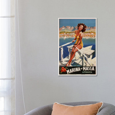 Marina Di Massa (Apuania) Advertising Vintage Poster - Wrapped Canvas Print