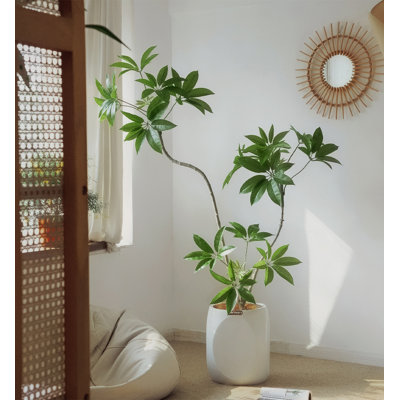 Plante artificielle grande feuille verte, plante au sol