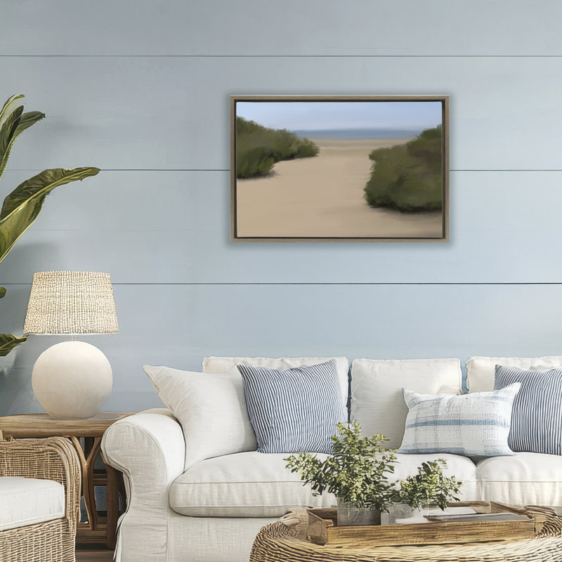 Cadre flottant Long Beach Path, design par Matthew Piotrowicz, Cadre flottant orme Montalcino, H 21 po x l 31 po