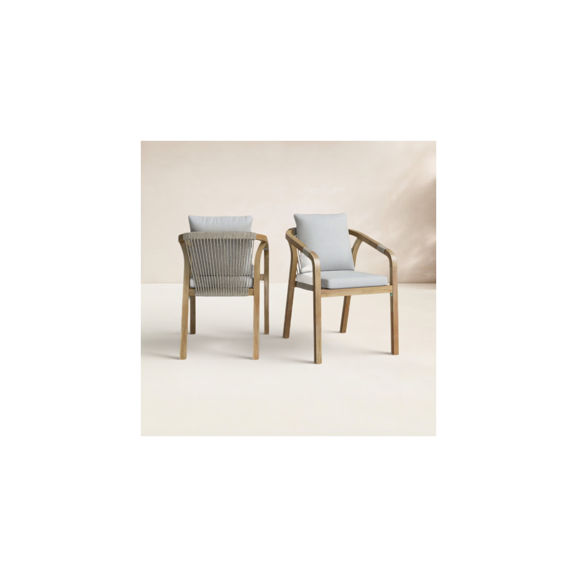 Joly 33" Outdoor Dining Armchair with Cushion, Beige