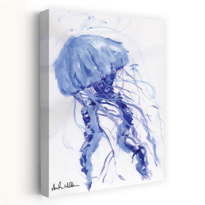 Art côtier méduse bleue, H 48 po x l 32 po