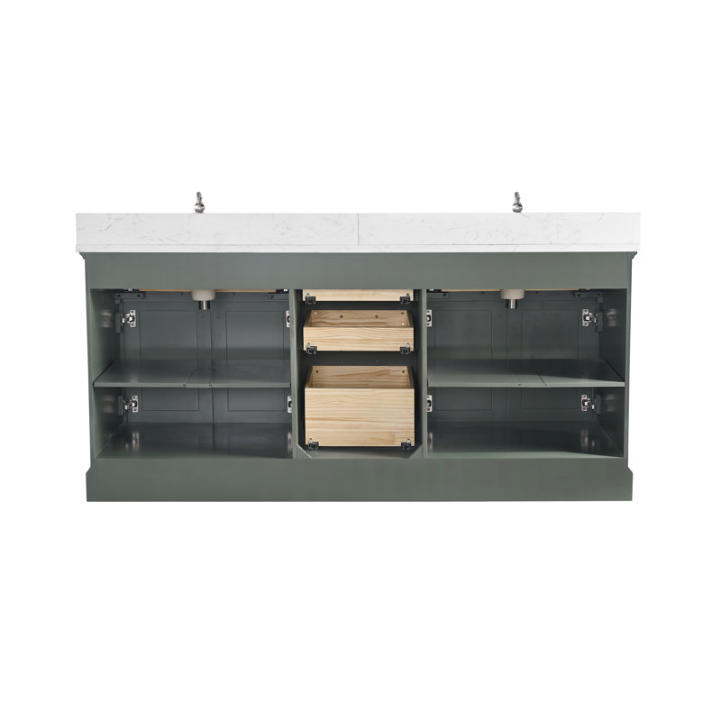 Ensemble de meuble-lavabo double 72 po Aanayah, Vert rétro
