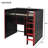 Full Size Red Wood Loft Bed with Desk, Open Wardrobe, Storage & RGB Lights, Space-Saving Kids Bedroom Furniture-337170391