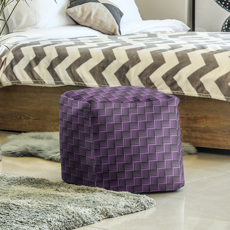 Repose-pieds cubique à rayures classic basketweave, Noir / Violet