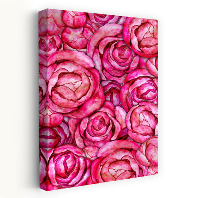 Vibrant Pink Roses Colorful Delicate Romantic Rose Flower Nature Wall Art Print 1 Piece Wrapped Canvas Wall Art