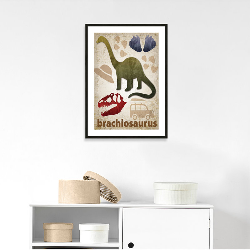 Adhésif décoratif dinosaures-03 ', H 35,5 po x l 25,5 po x P 1,1875 po, Encadré de boîte à grain de bois noir