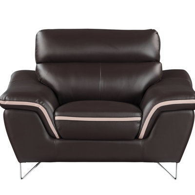 Tyshon 48.09'' W Armchair Genuine Leather Chair Reading Chair Bedroom Chair Living Room Chair Sofa Chair