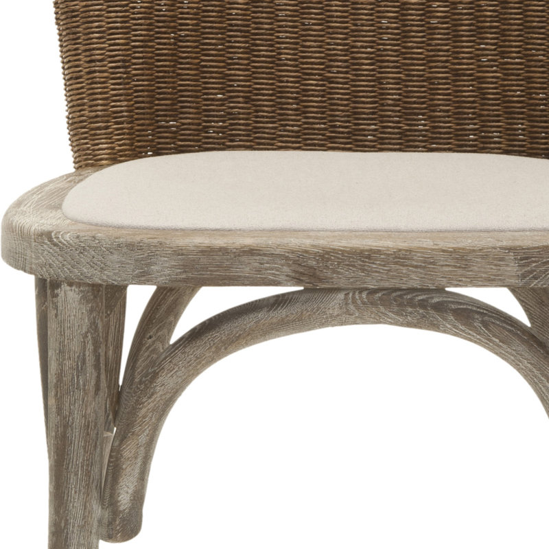 Meriwether 18.9'' H Linen Upholstered Oak Parsons Chair