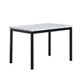 Noyes Metal Dining Table with Laminated Faux Marble Top, Off-white 28.5" x 45" x 30"
