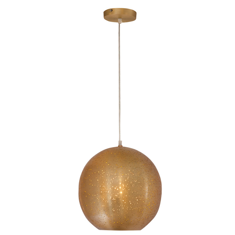 Luminaire suspendu en forme de globe à 1 lumière Britton, Laiton