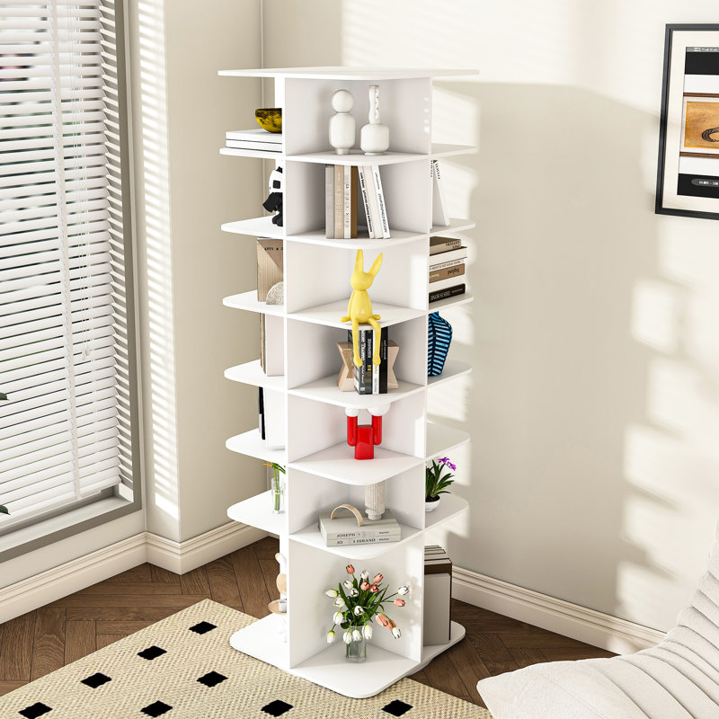 7 étagères à chaussures, organisateur de rotation pour la maison, étagère rotative blanche 7, support de chambre à coucher, convient à 28 paires,