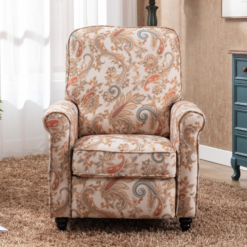 Fauteuil inclinable manuel 33,55 po Jasahd, Mélange de lin floral
