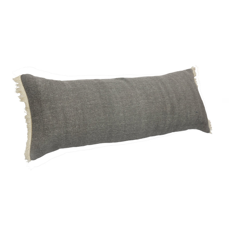 Mary Fringed Cotton Throw Pillow, Gray, Pillow Cover Only - No Insert