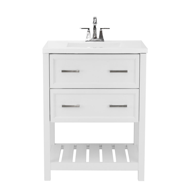 Cycle 25'' Single Bathroom Vanity with Solid Surface Top, White