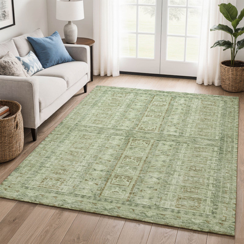 Premium Machine Washable Mayfield Striped Rug, 9' x 12', Sage