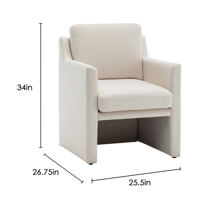 Chaise d'appoint entièrement rembourrée Serena - Tissu de performance naturel recyclé, Polyester blanc