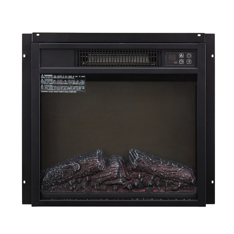Foyer électrique encastrable 1400W 18 po, 3 modes de flamme, verre trempé noir, télécommande, chauffage écoénergétique 18 po 1400W, télécommande, atmosphère de salon