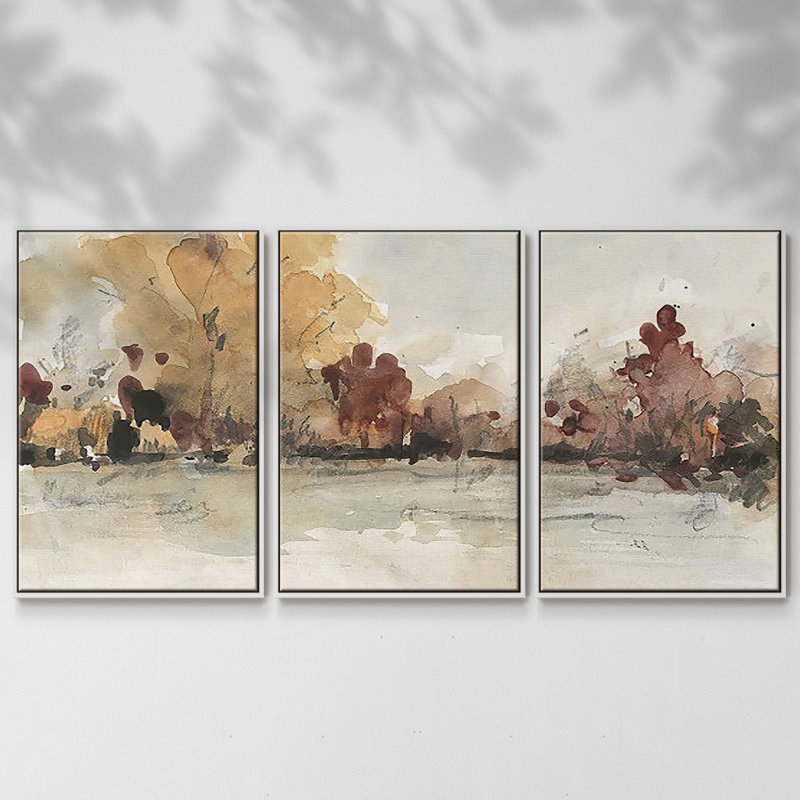 The Autumn View I - Toile encadrée multi-pièces, Blanc, H 40 po x l 78 po x P 2 po