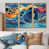 Toile avec cadre flottant or