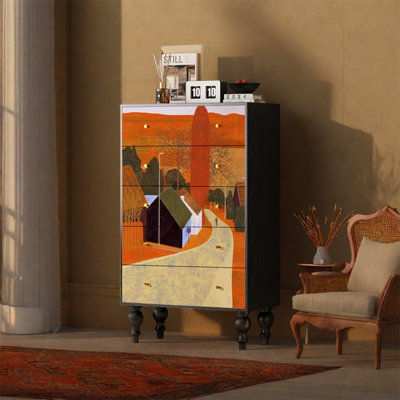 Élégante armoire en bois de noyer avec cinq tiroirs