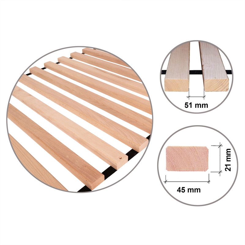 Wooden Bed Base White Noise Aveliss, 2cm H x 120cm W x 190cm D
