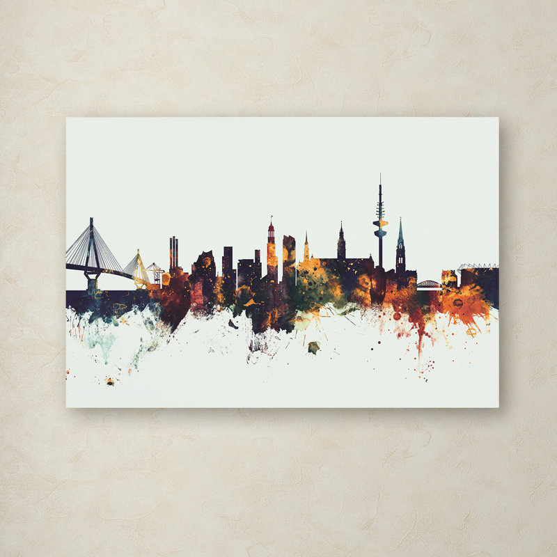 « hambourg germany horizon v », reproduction d’impression sur toile, H 12 po x l 19 po x P 2 po