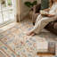 Tapis floral beige antidérapant doux et lavable pour le salon et la chambre à coucher-286357721-286481633