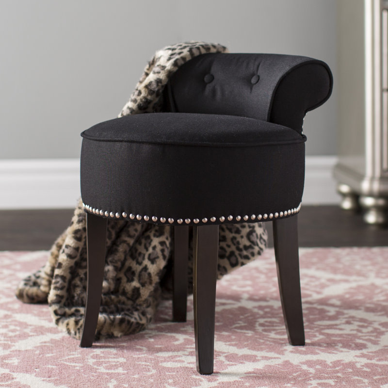 Tryphosa Solid Wood Accent Stool, Black