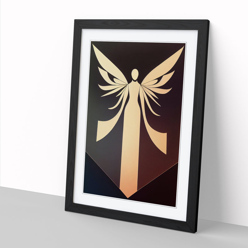 FRM-V0523-79X Angel - Single Picture Frame Print, Black Framed, 34cm H x 25cm W x 2cm D
