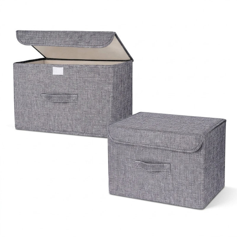 CGSUP Fabric Decorative Bin, Linen Gray