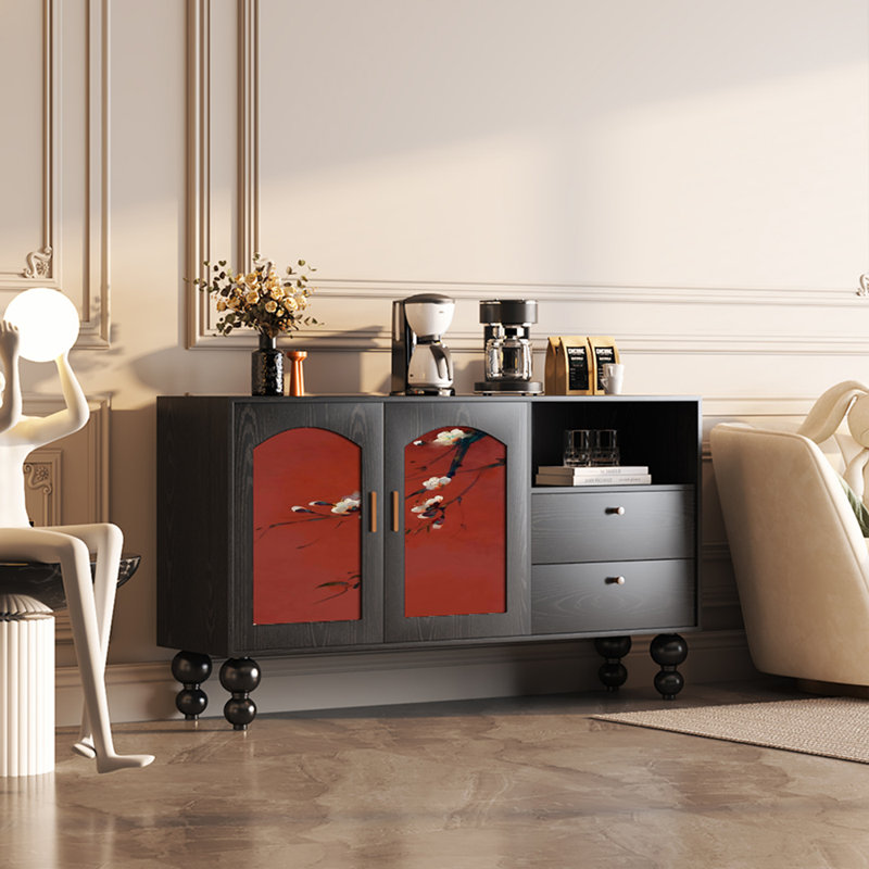 Buffet luxueux rétro de style chinois, Noir