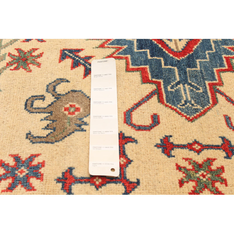 Tapis rouge en laine noué à la main de conception unique 6 pi 3 po x 9 pi 1 po Heathre
