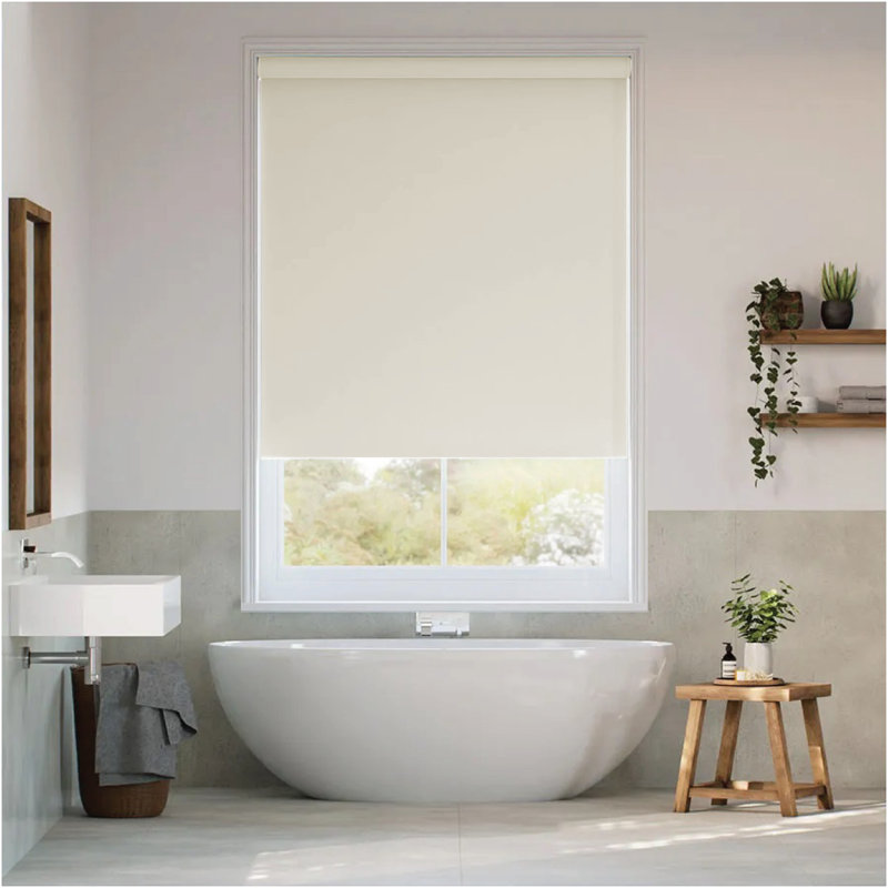 Indoor blackout Trimmable roller blind, Cream, 165cm L x 60cm W