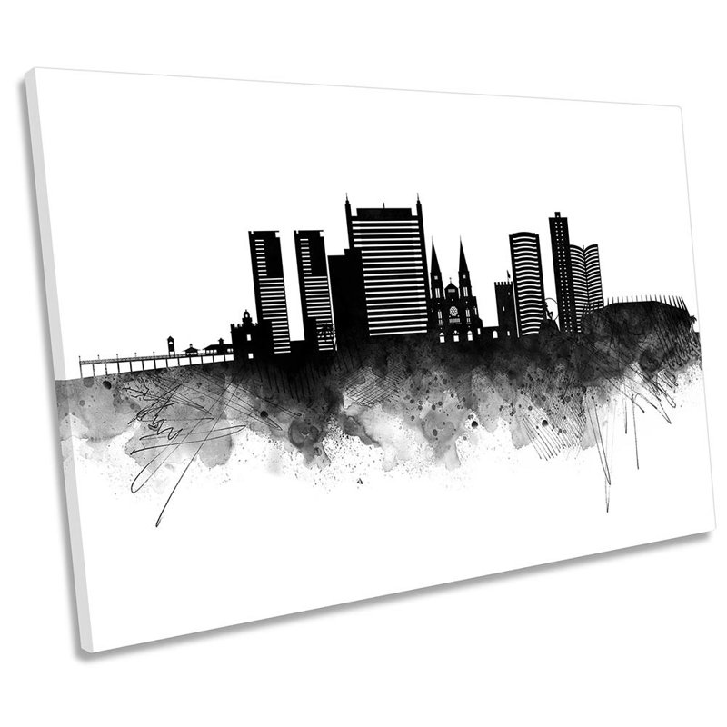 Fortaleza Abstract City Skyline - Wrapped Canvas Print, 30.5cm H x 45.7cm W x 2cm D