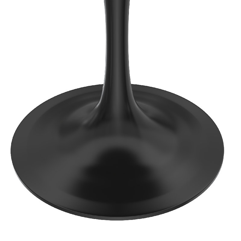 Table de salle à manger Heatherton 27 po avec plateau en pierre frittée et base en acier noir, Noir, noir, noir, noir